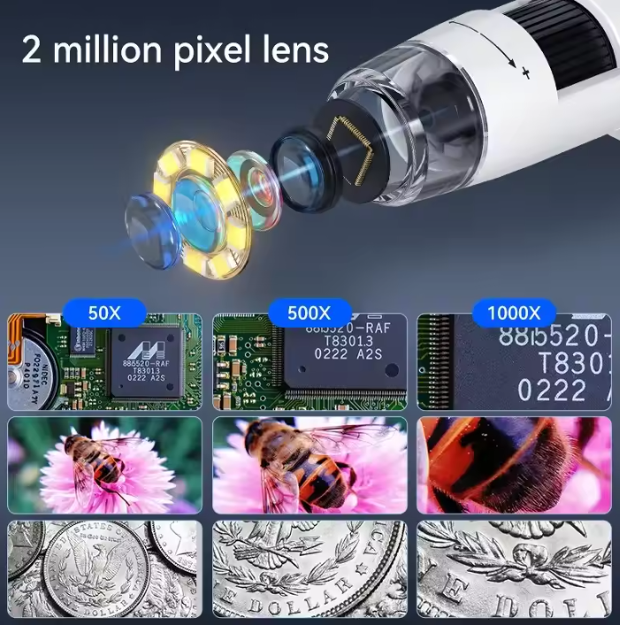 1000X 4.3" LCD Digital Microscope – 1080P Coin Microscope with 8 LED Lights for Soldering, Repairs, and Inspection