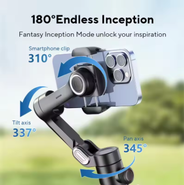Handheld Smartphone Stabilizer With 3-Axis Gimbal And Gesture Control