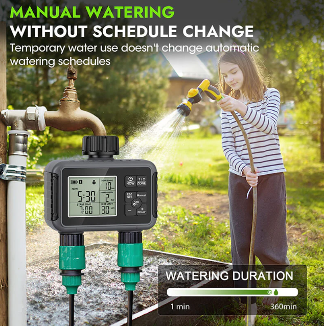 Dual-Zone Sprinkler Water Timer with Smart Scheduling & LCD Display