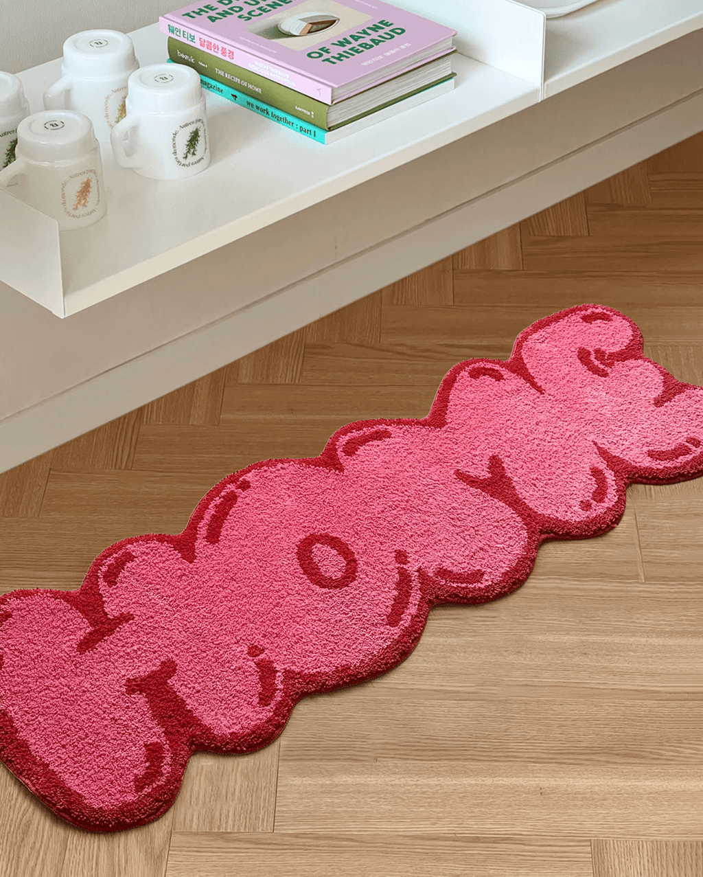 Pink Tufted "HOME" Balloon Font Rug