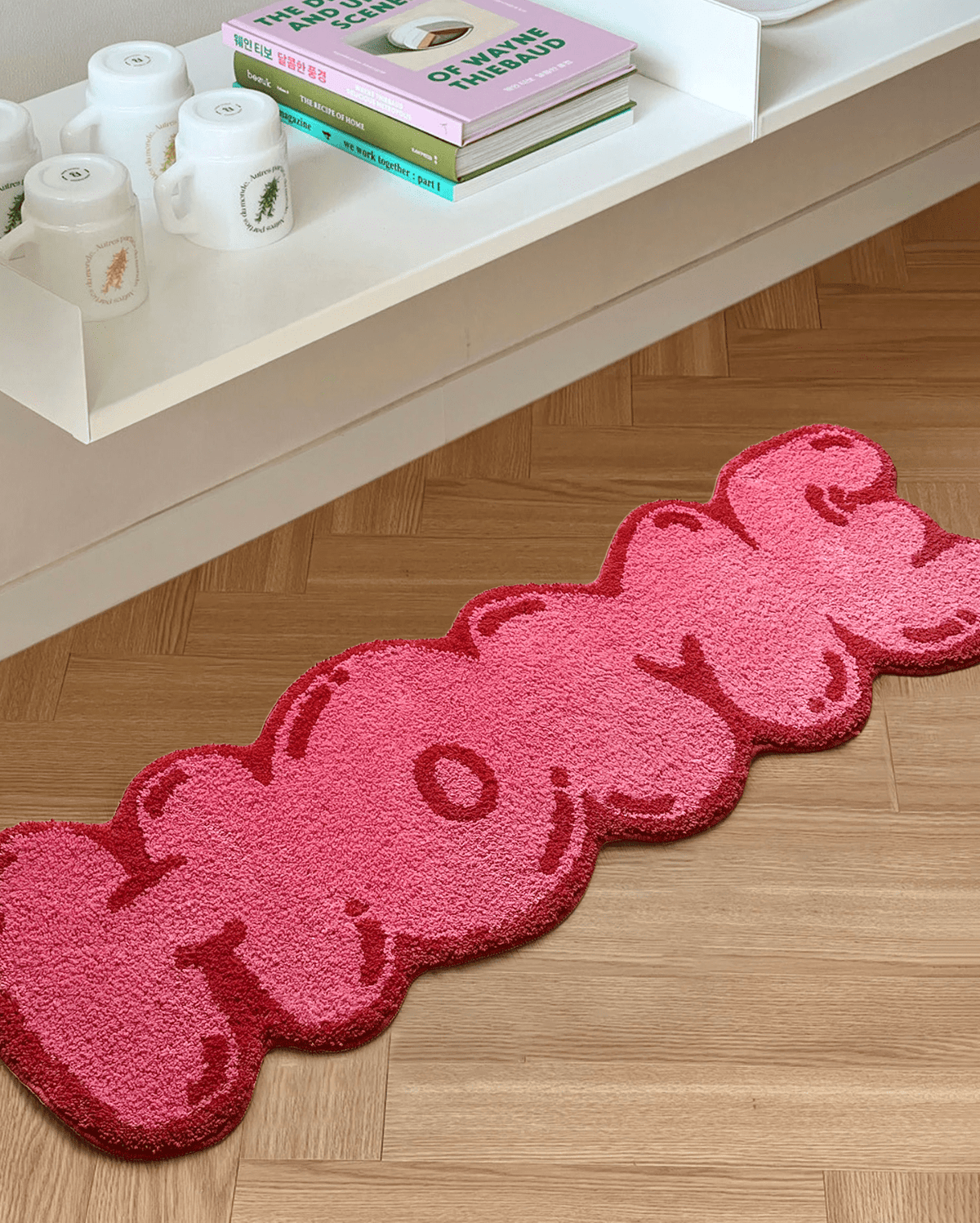 Pink Tufted "HOME" Balloon Font Rug