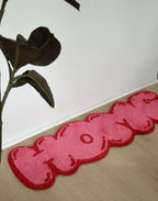 Pink Tufted "HOME" Balloon Font Rug