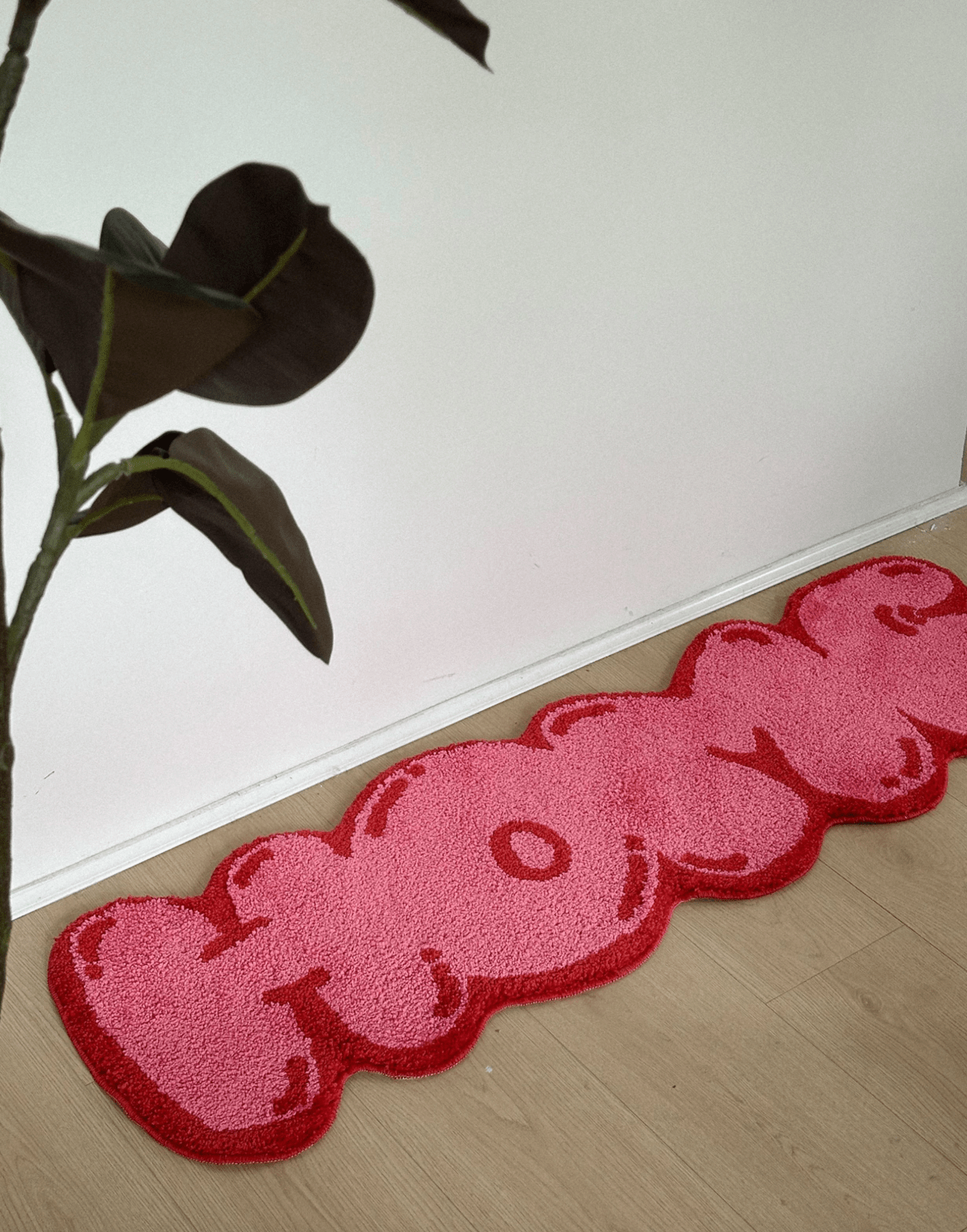 Pink Tufted "HOME" Balloon Font Rug