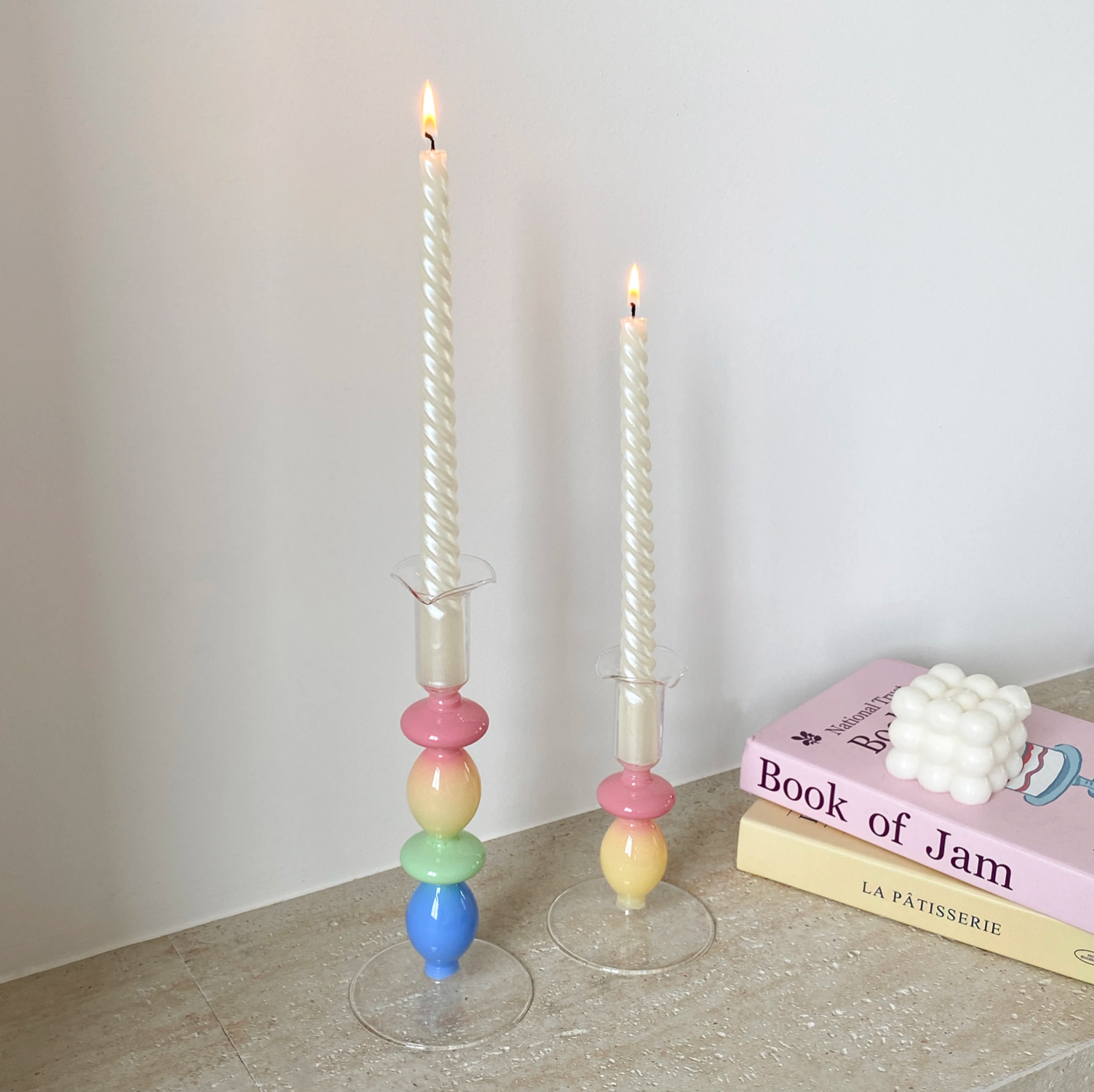 Rainbow Gradient Glass Candle Holder