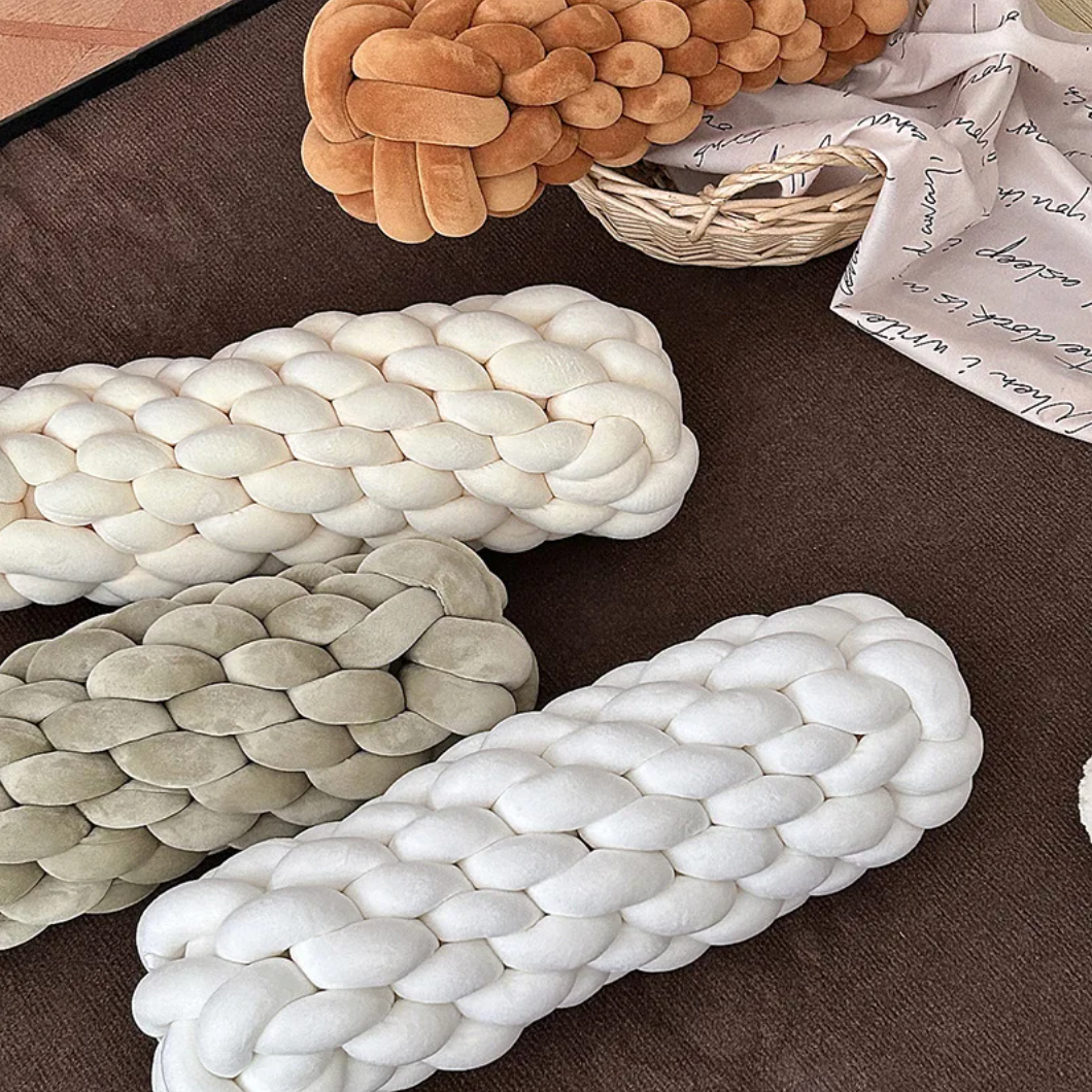 Braided Twist Pillow – Long Decorative Cushion for Sofa & Bed
