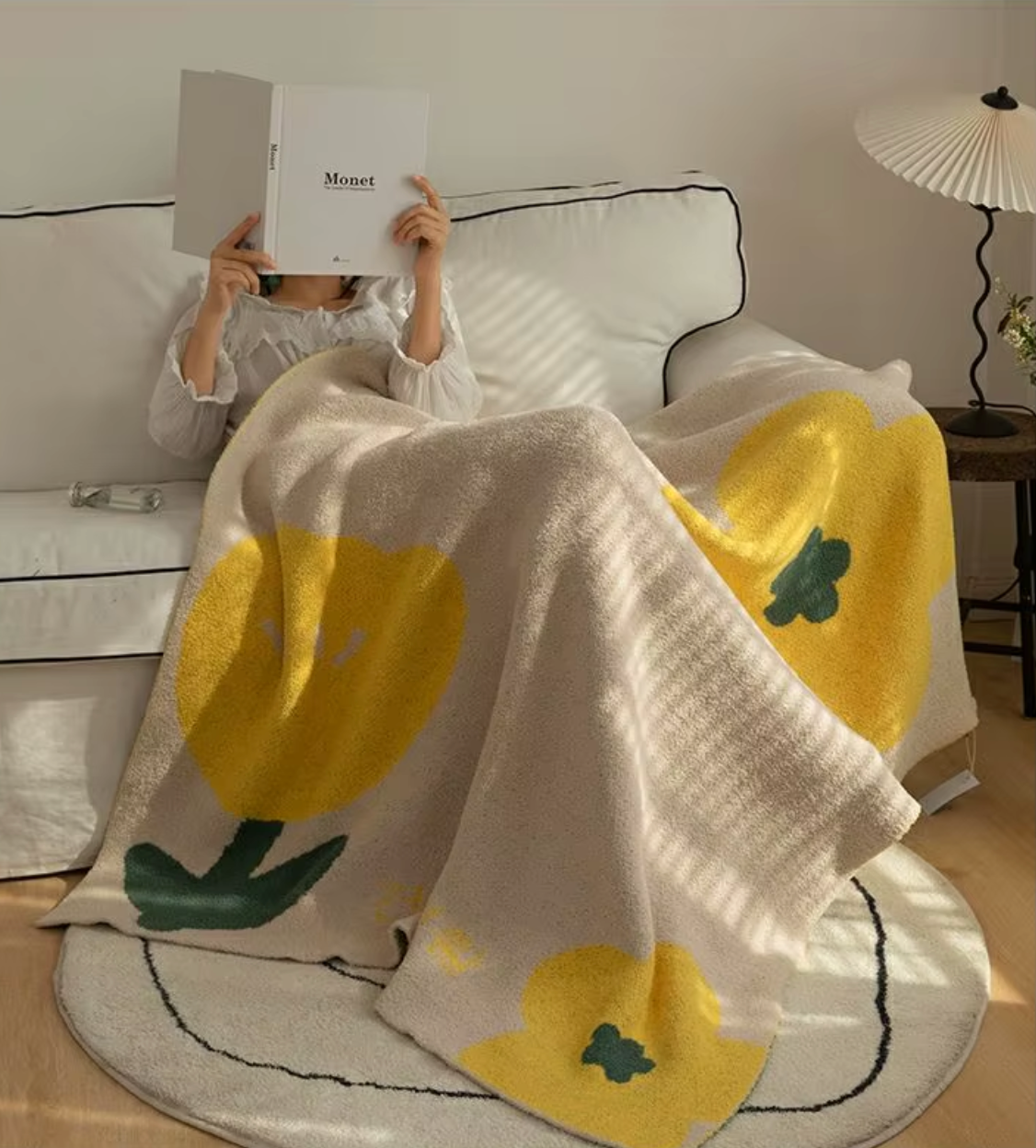 Floral Sofa Blanket – Nordic Fleece Throw