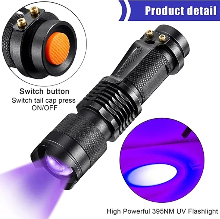 UV-LED flashlight – Ultraviolet light for stain detection and pet urine detection