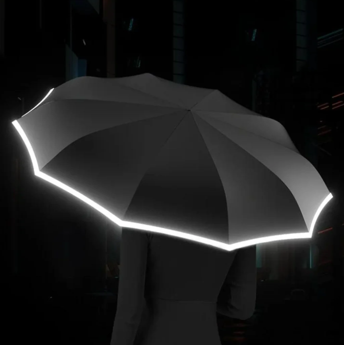 Stormproof umbrella with reflective edge