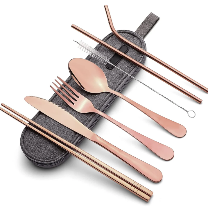 Compact stainless steel cutlery set for on the go