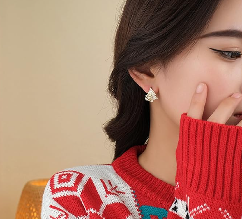Rotating Christmas Tree Earrings