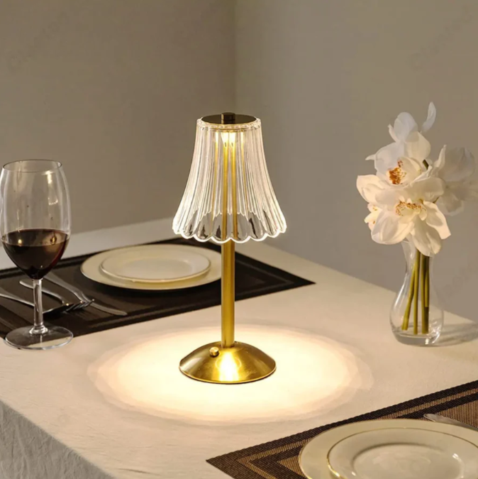 Wireless Crystal Table Lamp with Dimming Function