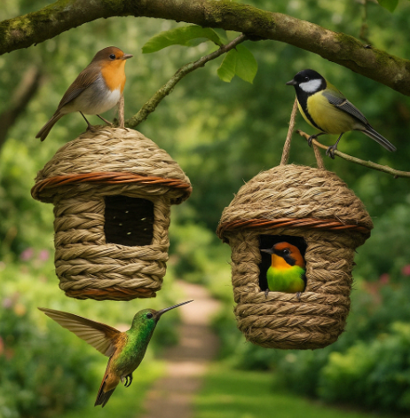 Rustic Natural Wicker Outdoor Birdhouse