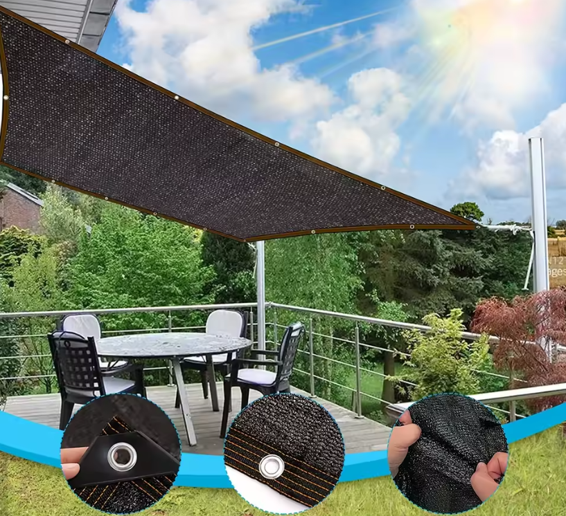 Black shade cloth sunblock mesh cover
