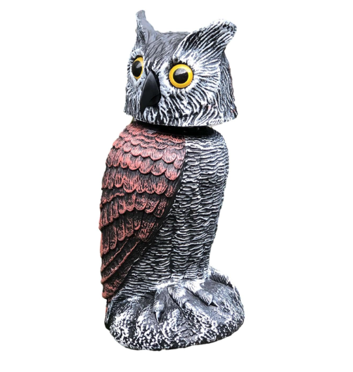 Realistic 2-Pack Owl Decoy with Rotating Head – Outdoor Bird & Pest Repellent