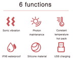 Electric facial cleanser with LED light & 42 °C heat technology | Silicone skincare device with sound vibration