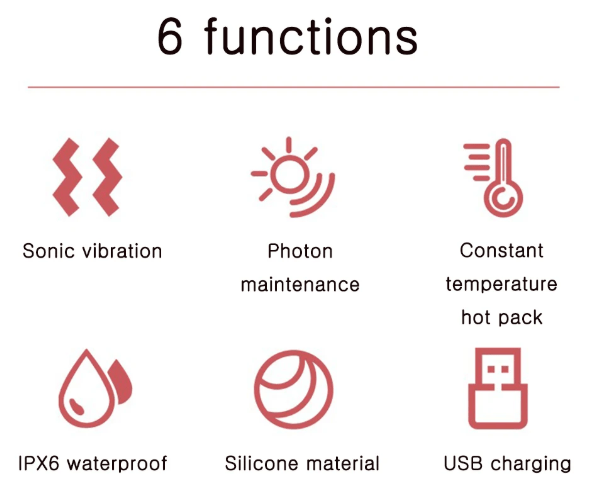 Electric facial cleanser with LED light & 42 °C heat technology | Silicone skincare device with sound vibration