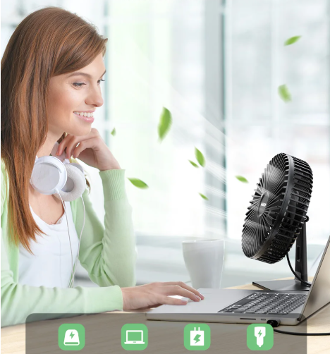 Mira Oscillating USB Fan – Silent, Compact & 4 Speeds for Desks and Nightstands