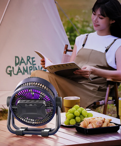 Riley 3-in-1 Camping Fan with LED and Power Bank – 20,000mAh Outdoor Fan with Hook & Remote Control