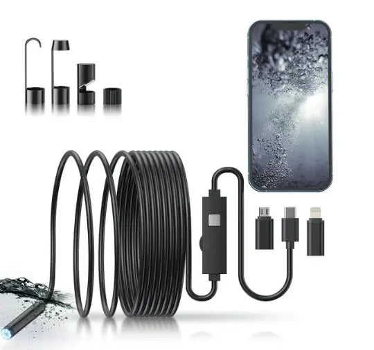HD Inspection Endoscope Camera – Waterproof with Adjustable LED Light