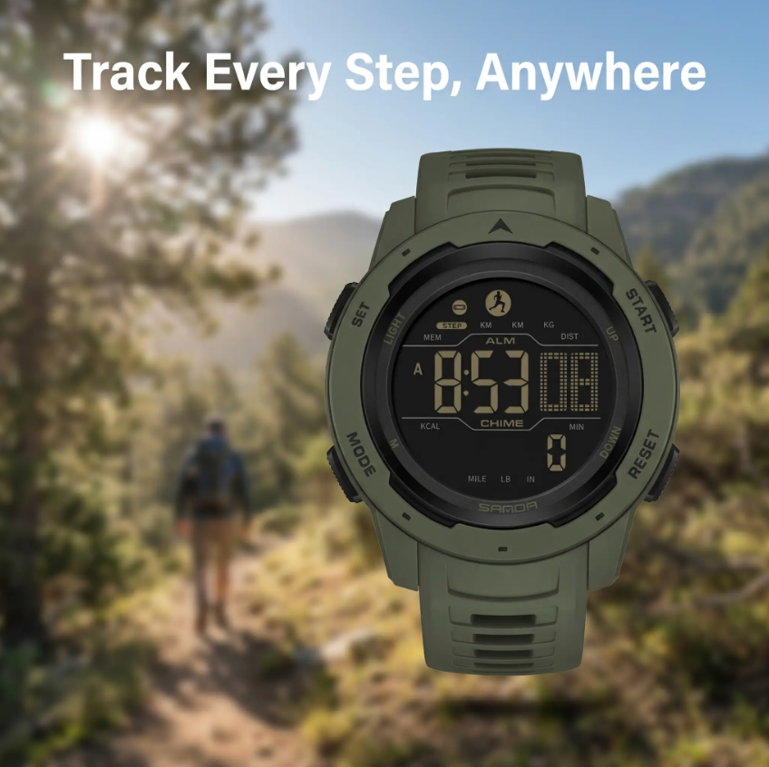Waterproof Military Pedometer Digital Watch