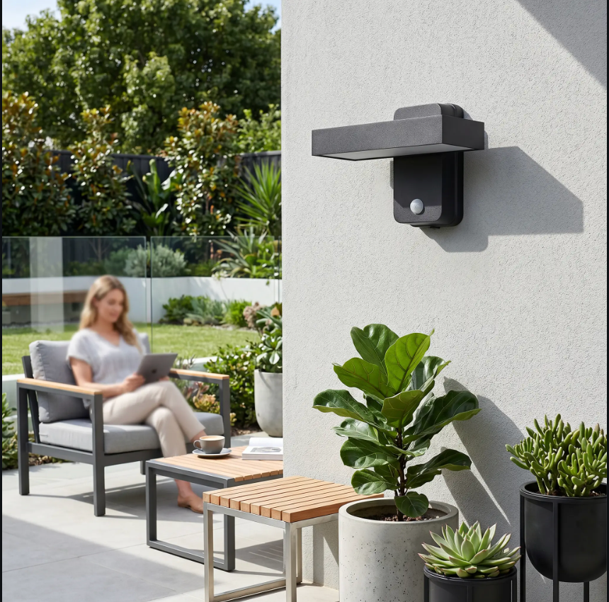 PIR Motion Sensor Outdoor Wall Light | IP65 Waterproof, Rotatable Design & Adjustable Length for Gardens and Entrances