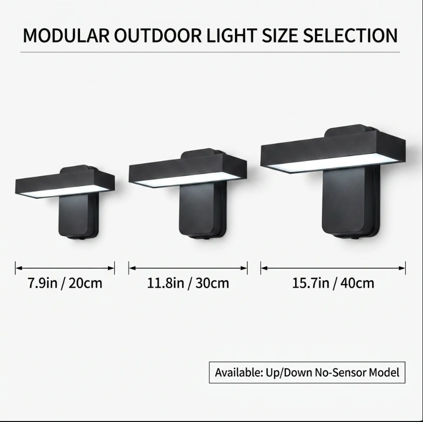 PIR Motion Sensor Outdoor Wall Light | IP65 Waterproof, Rotatable Design & Adjustable Length for Gardens and Entrances