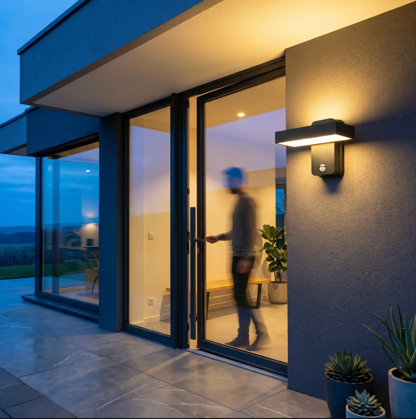 PIR Motion Sensor Outdoor Wall Light | IP65 Waterproof, Rotatable Design & Adjustable Length for Gardens and Entrances