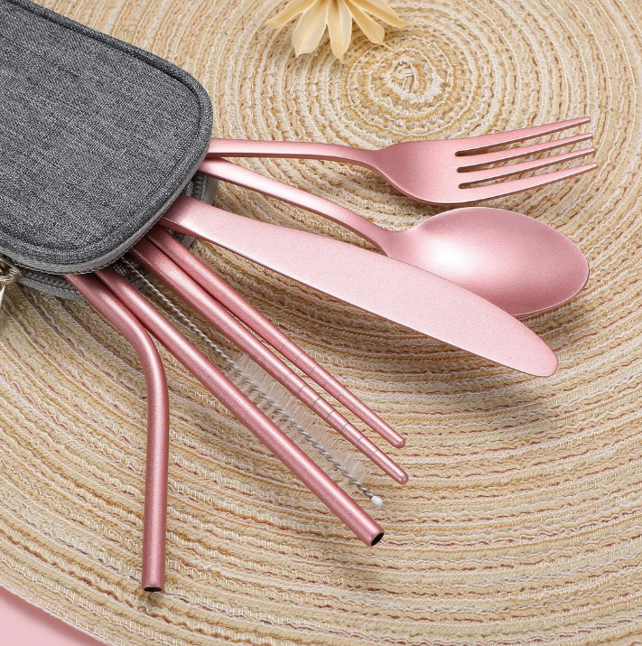 Compact stainless steel cutlery set for on the go