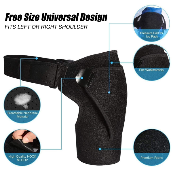 Shoulder support, compression sleeve, alleviates pain, dislocations and injuries