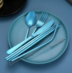 Compact stainless steel cutlery set for on the go