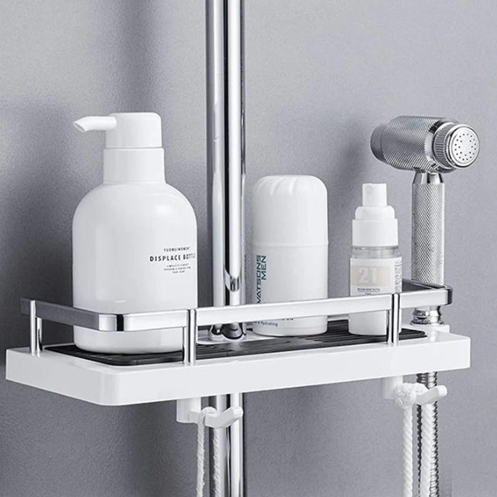 Space-saving shower shelf