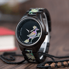 Bamboo Wooden Watch for Women With Embroidered Face