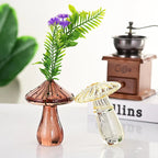 Glass Flora Mushroom Vase made of Colored Glass | Creative Design for Hydroponics & Decor | Hand Polished & Transparent | 12×10 cm