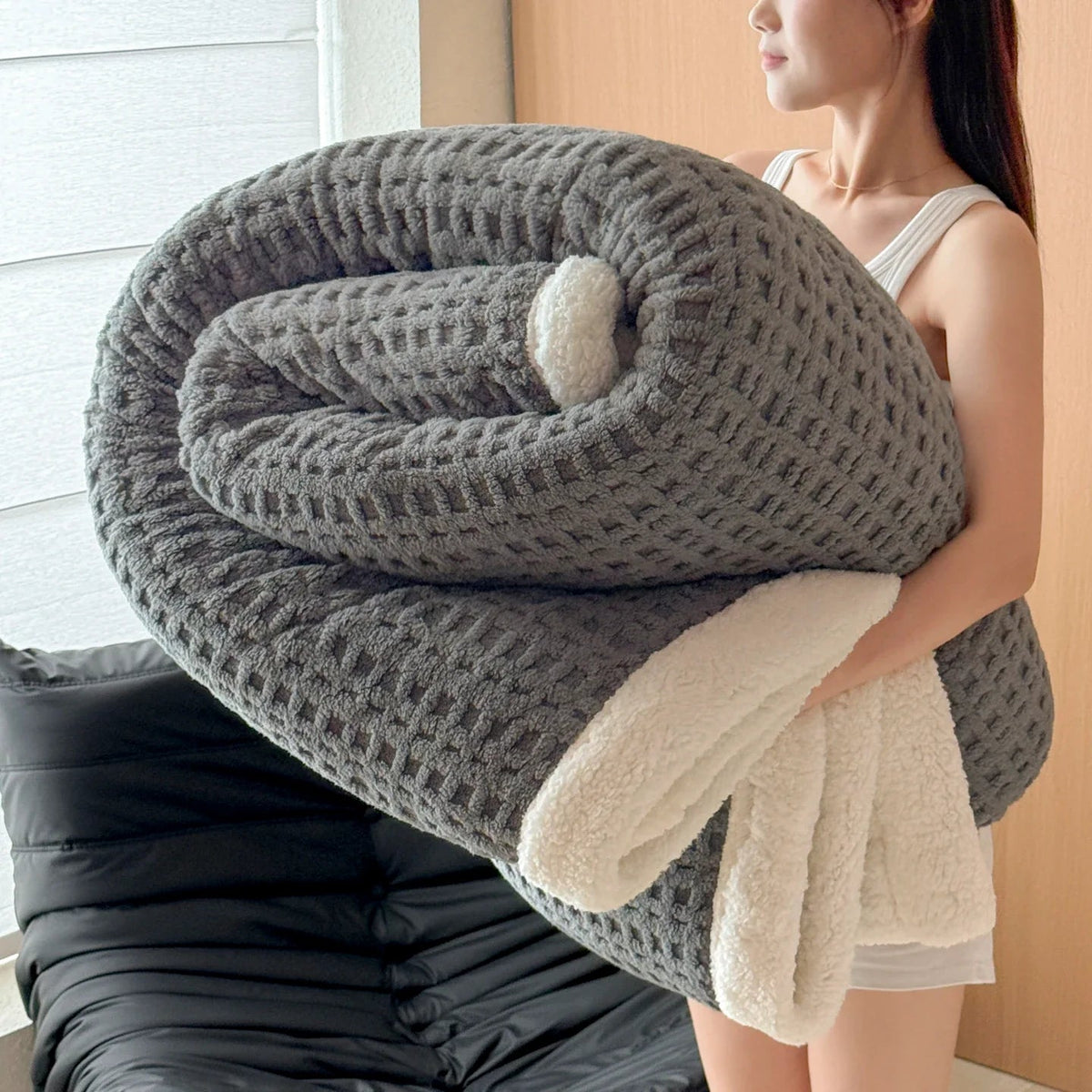Winter Dream Blanket – Double Layer Fleece Blanket with Lambswool Look | Ultra Warm, Soft & Skin Friendly | For Sofa, Bed & Cold Winter Days