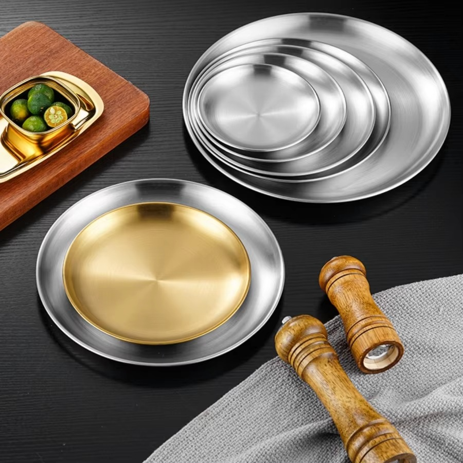 Stainless Steel Round Barbecue Dining Plate