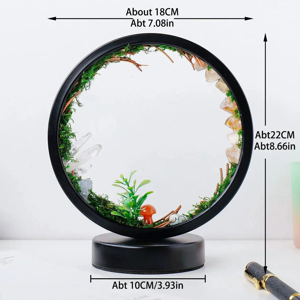 Elegant night light - Round frame - Green crystals - Chic decoration
