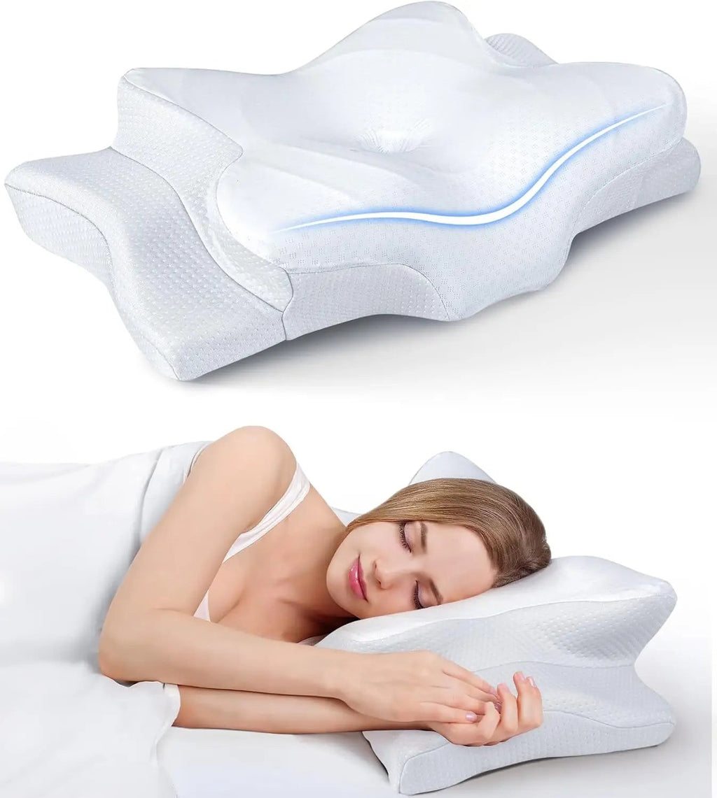 Butterfly-Shaped Memory Foam Pillow with Removable Machine-Washable Cover