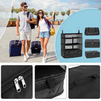 Packelier Suitcase Organizer | Hanging Shelf for Travel | 3 Compartments | Foldable & Water-Resistant | Black