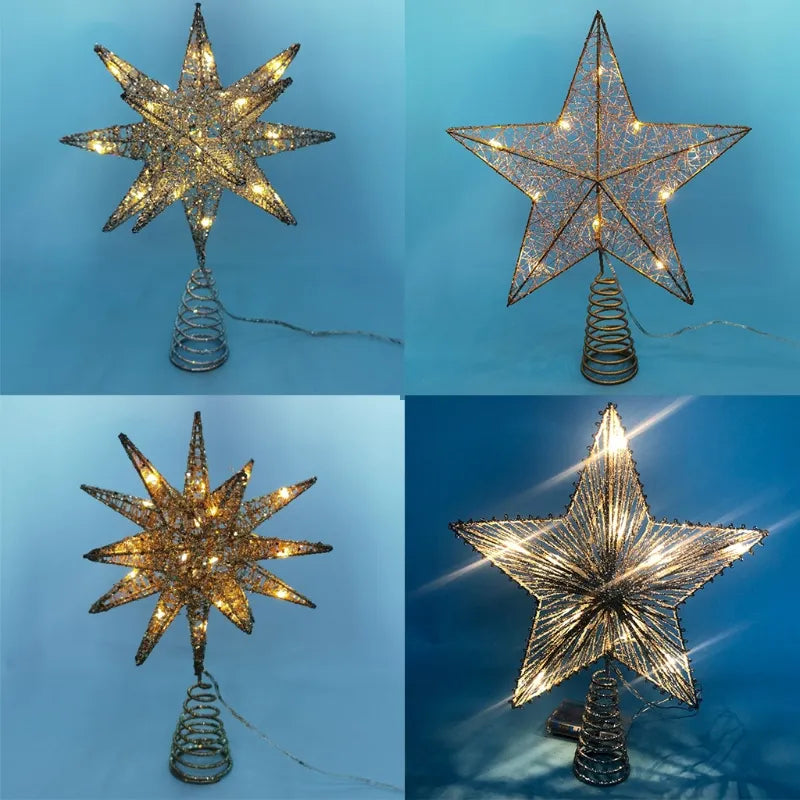 TwinkleGlow - LED Star Tree Topper with Warm Light and Easy Setup