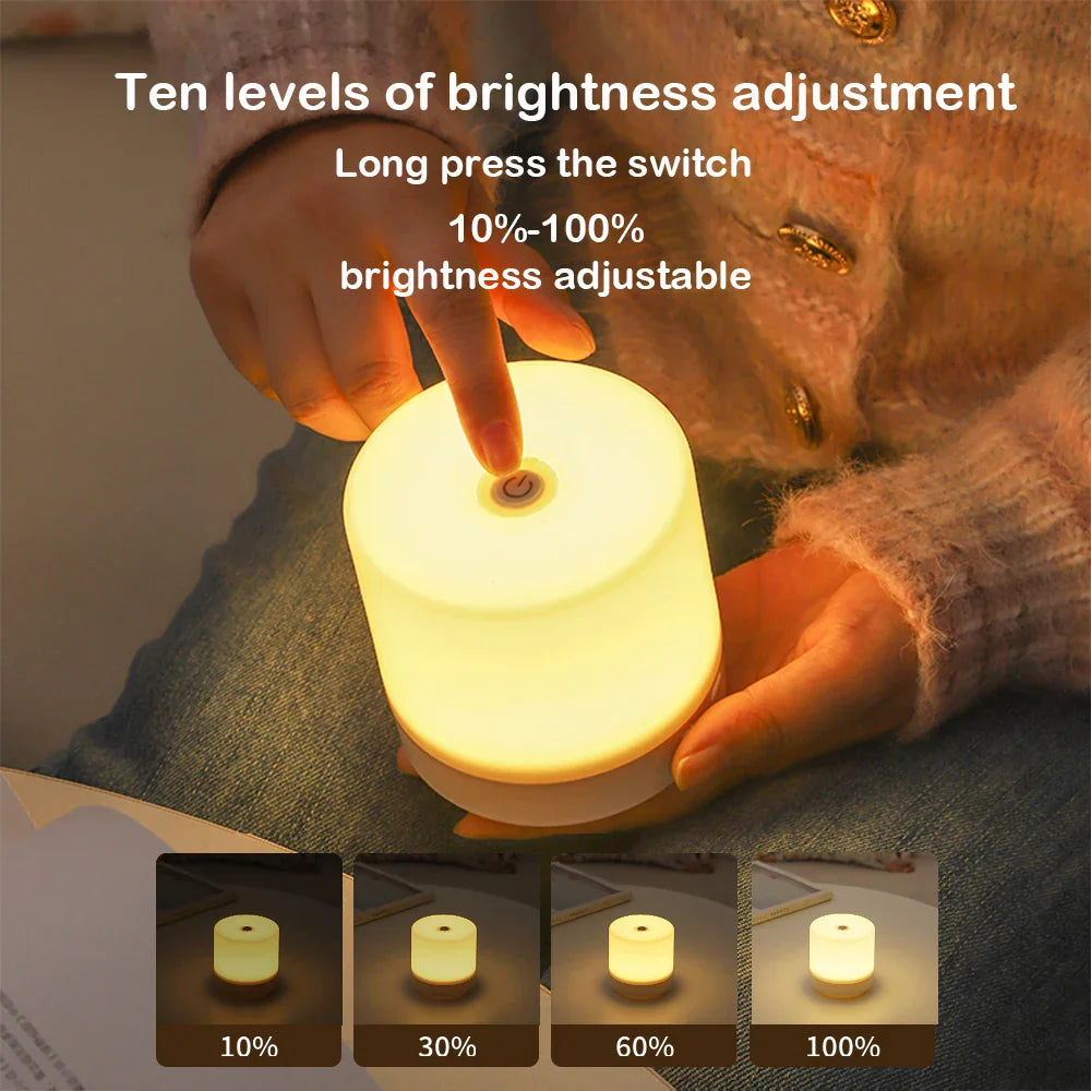 Creative USB Nightstand Lamp - Touch-Dimming LED Night Light for Bedroom & Student Dormitory