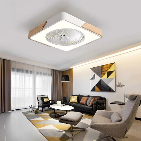 Ultra-Thin Nordic-Inspired Square Ceiling Fan Lamp