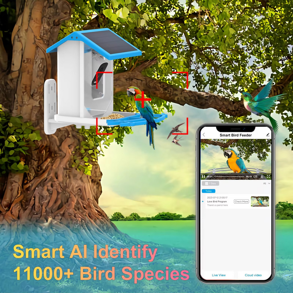 Solar-Powered Smart Bird Feeder with HD AI Camera