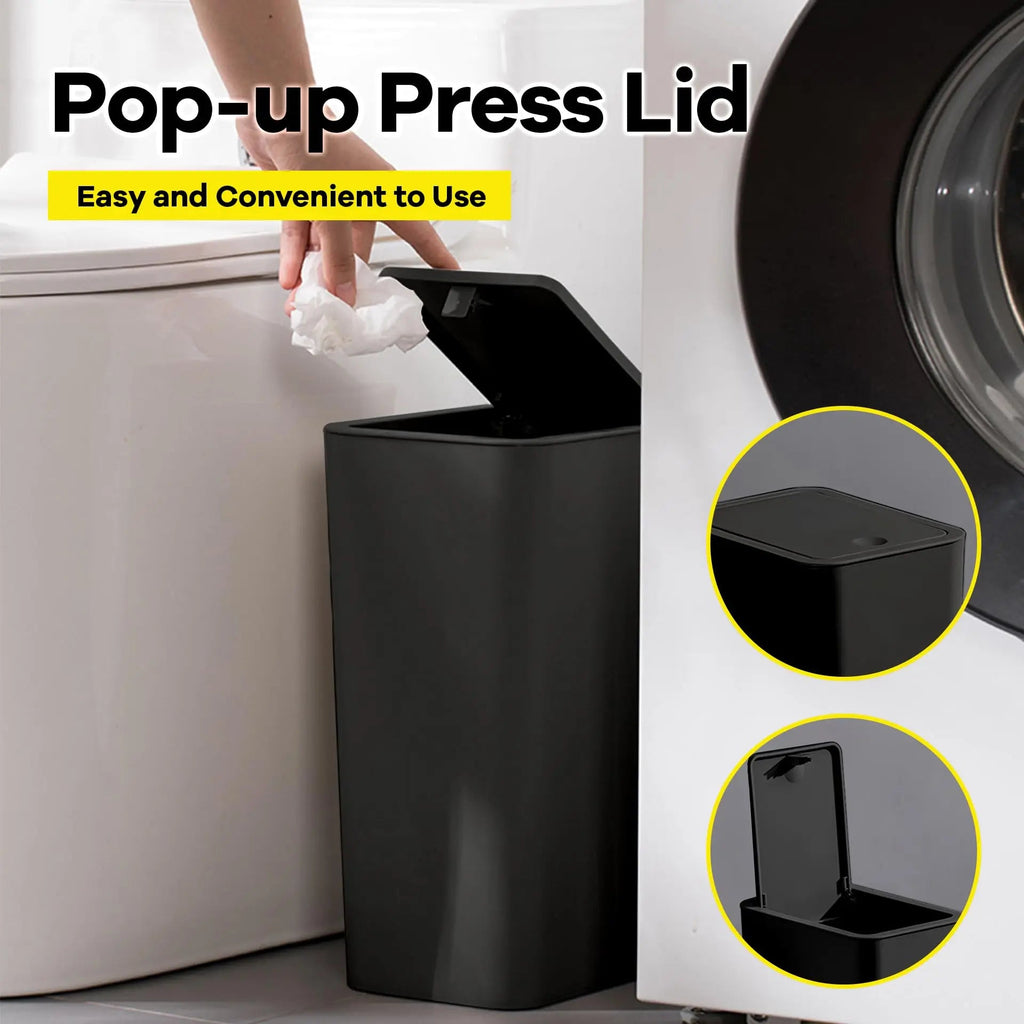 EcoPress 10L Trash Can for Bathroom