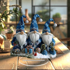 GlasNordic Christmas Gnome Decoration | Acrylic Table Figure 18 cm | 3 Gnomes in Blue | Festive Decoration for Living Room, Kitchen & Office
