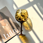Vintage Amber Leopard-Print Wine Glass