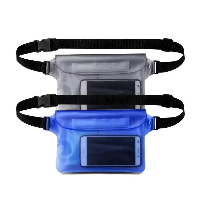 Waterproof Hip Bag AquaSafeX | 3-fold Sealing | Transparent Dry Bag for Smartphone & Valuables | Adjustable Strap