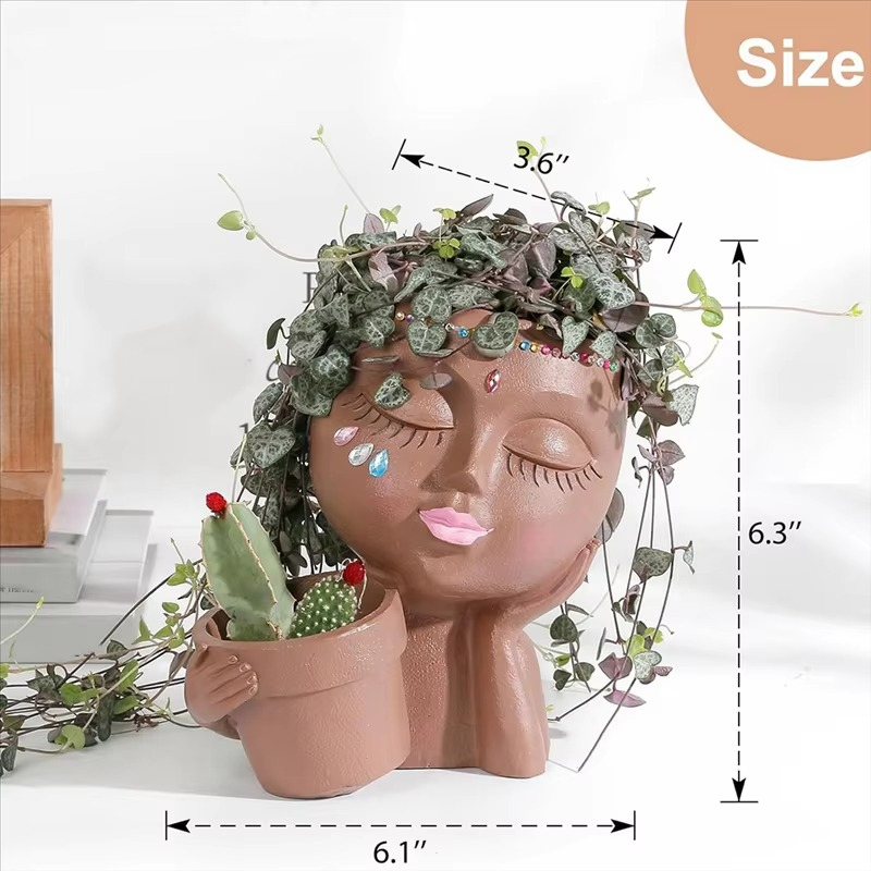 Chic Dual Face Head Planters for Indoor and Outdoor Use