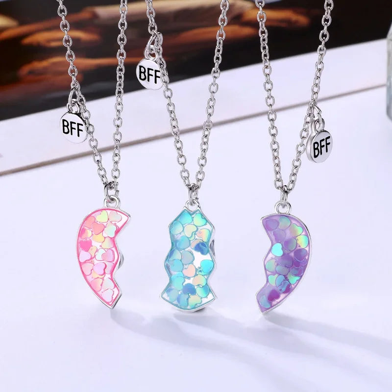 Magnetic Peach Broken Heart Necklace