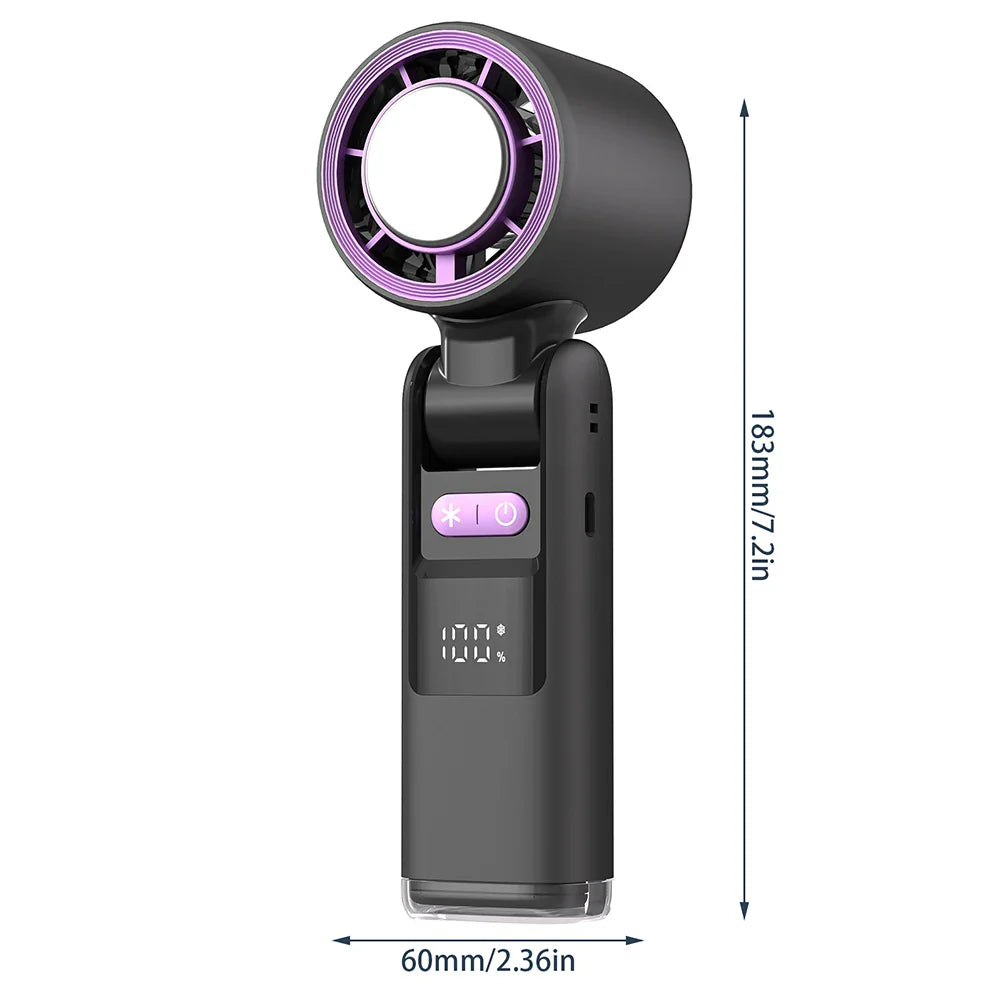 CoolioX Mini Hand Fan | 100 Wind Levels & Digital Display | Foldable & USB Rechargeable | 4000 mAh Battery