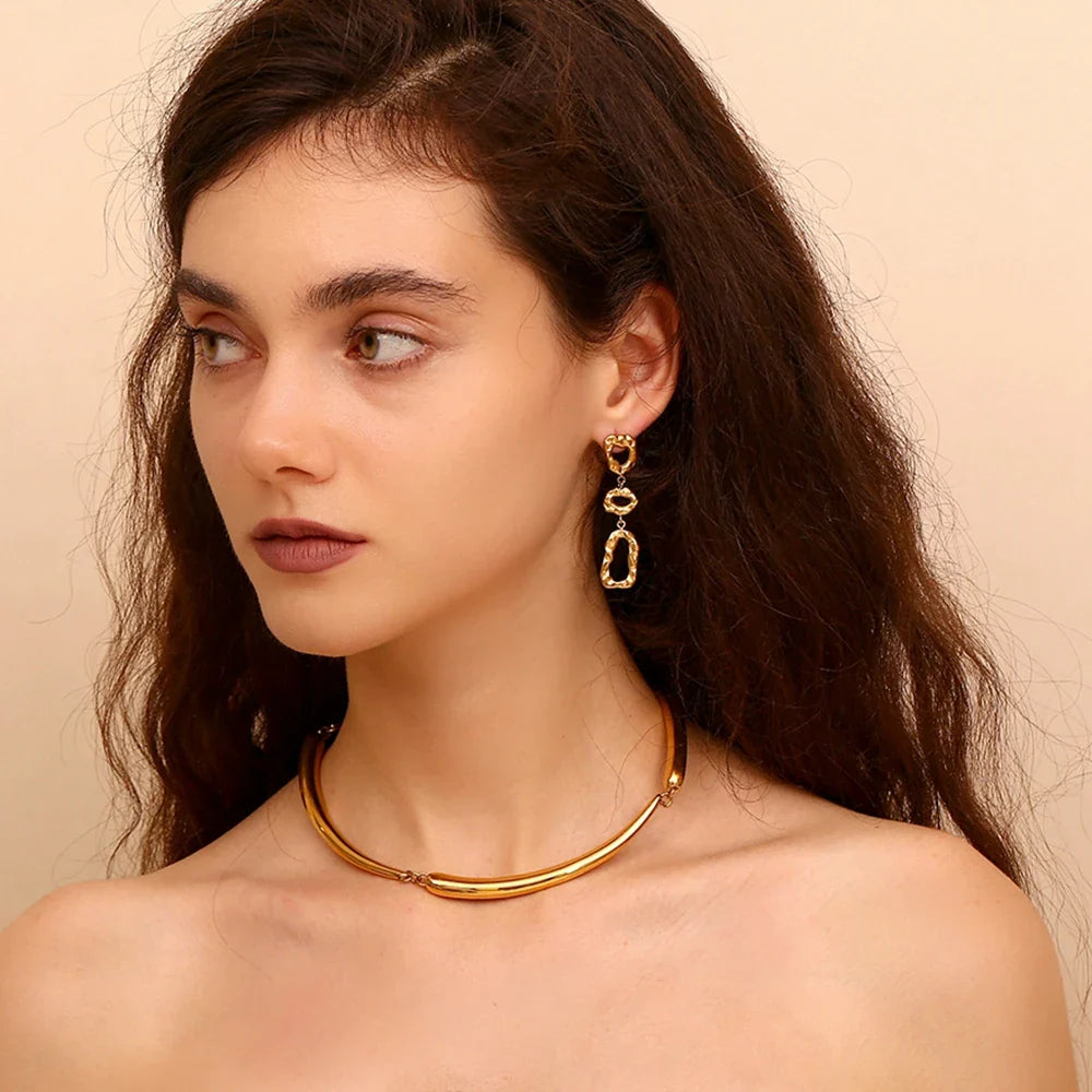Classy Patterned Triple Dangle Earrings